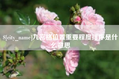 枝江九宫格位置重要程度排序是什么意思