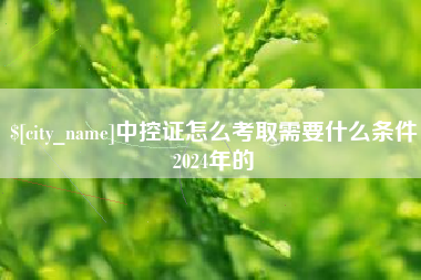 枝江中控证怎么考取需要什么条件2024年的
